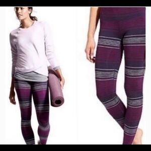 Athleta Chaturanga Striped Mid-Rise Leggings